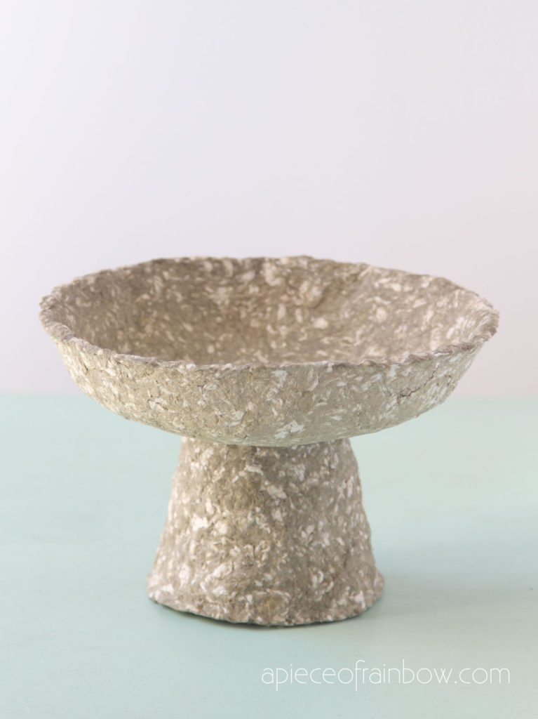 paper mache clay pedestal bowl before painting