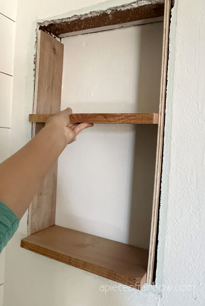 how to build a niche shelf for bathroom