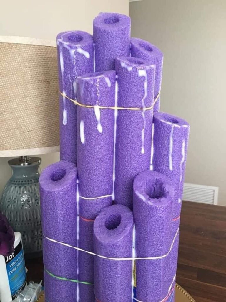 Dollar Tree Halloween decorations: pool noodle candles 