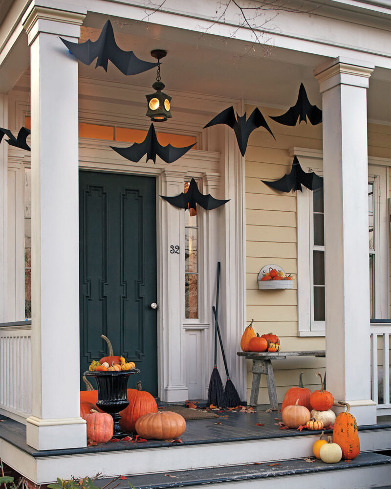 Halloween porch flying bats decorations