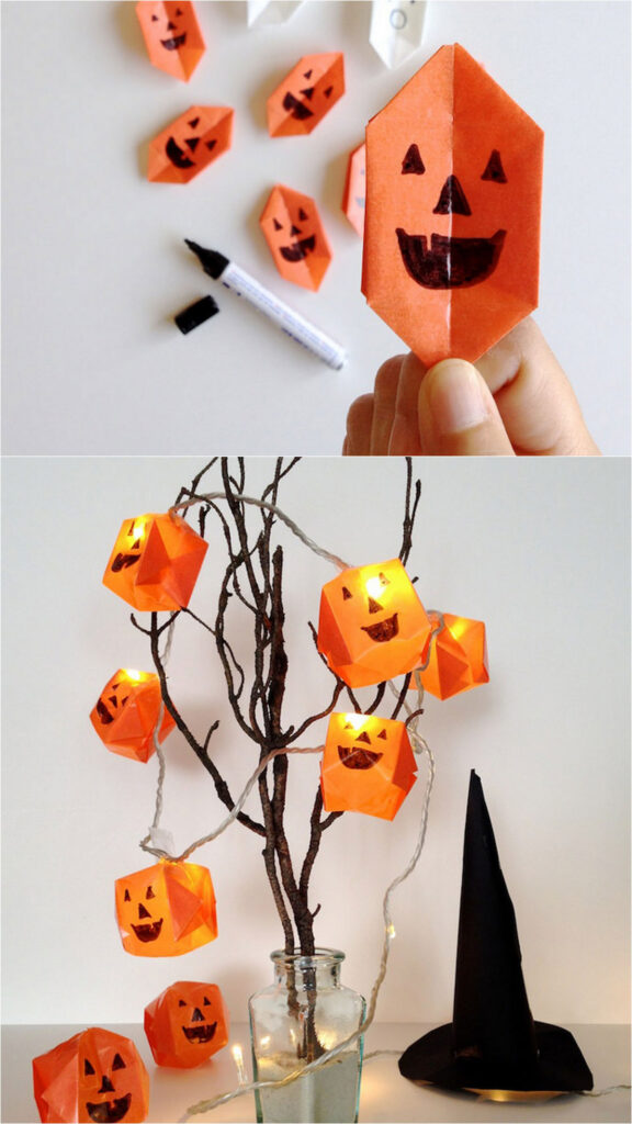 DIY lighted paper pumpkins 