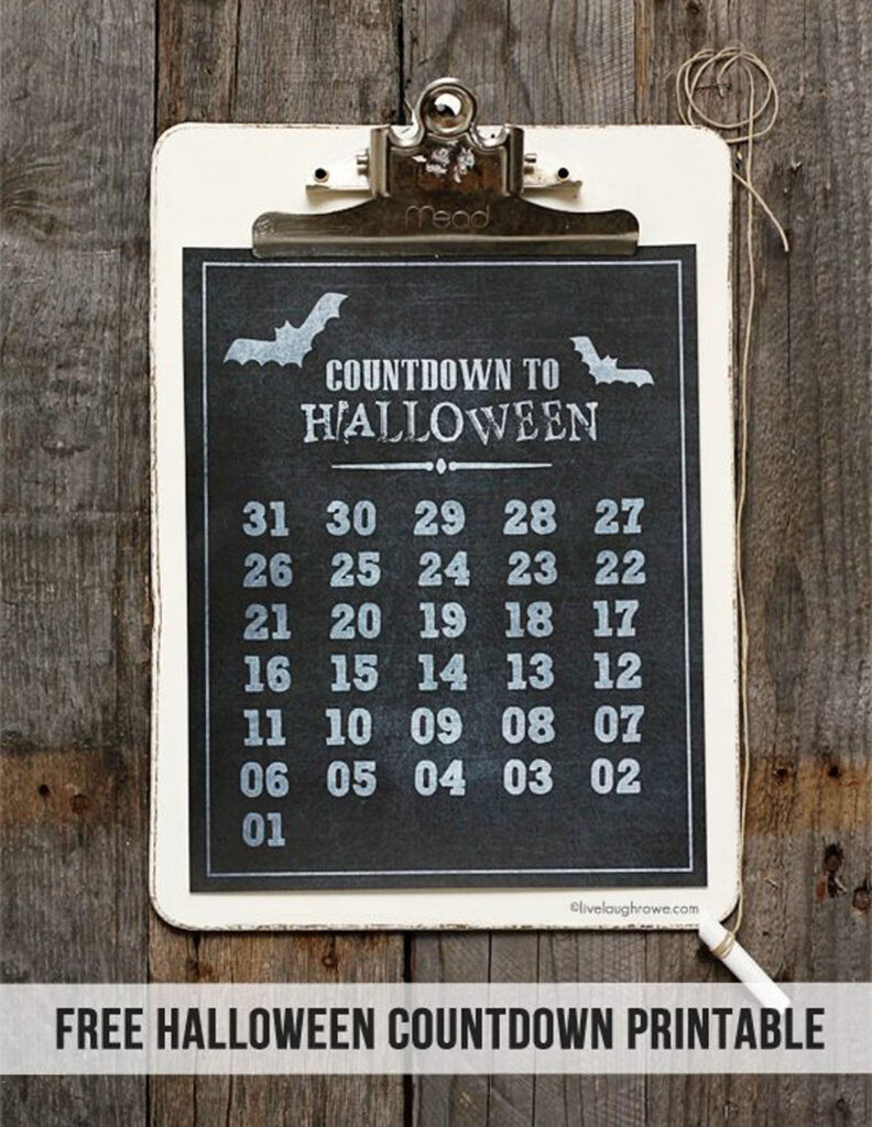 Printable Halloween countdown calendar 