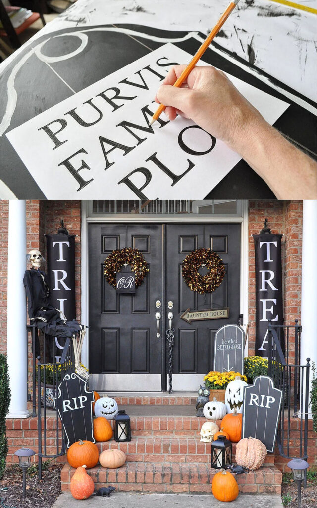 Halloween front porch & stairs outdoor decorations