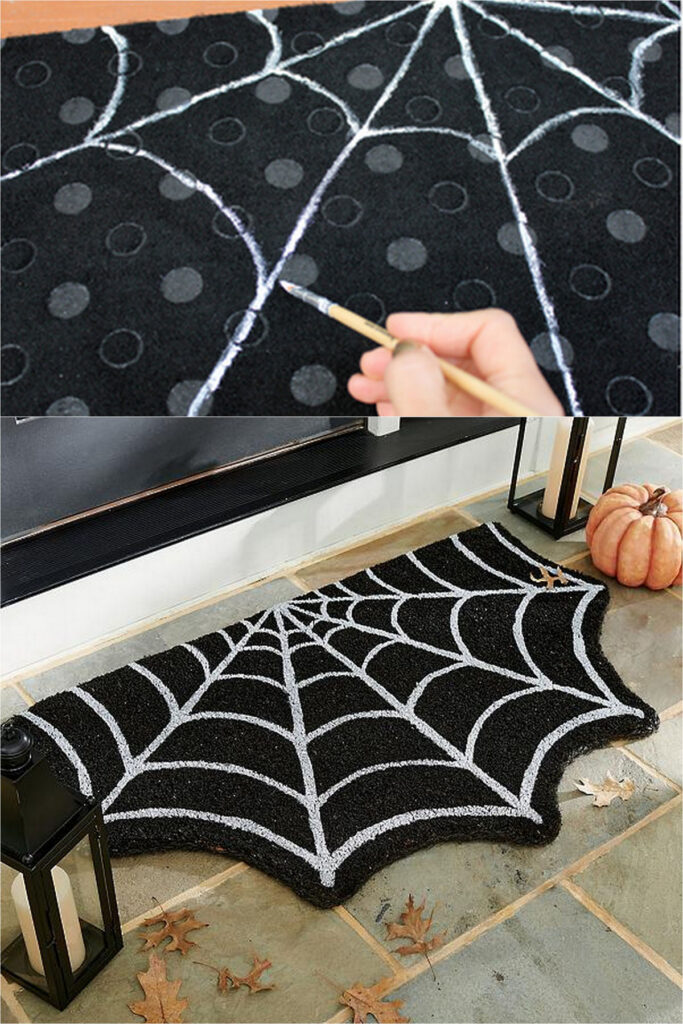 DIY Halloween Spiderweb Outdoor Mat