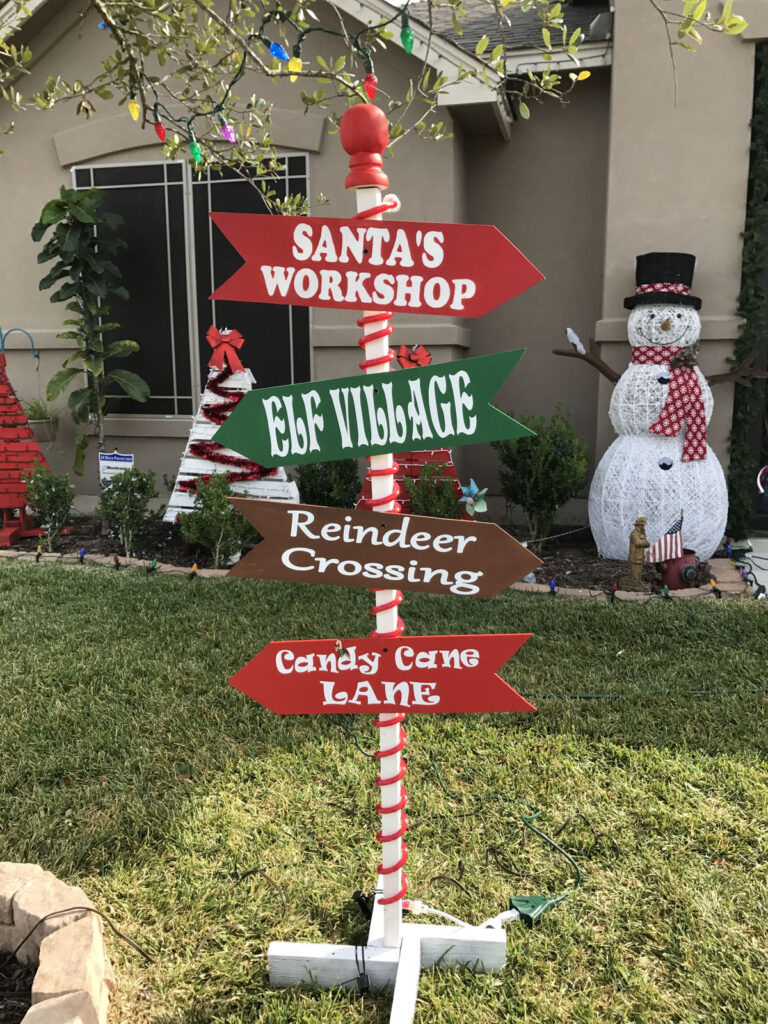 DIY Christmas street sign yard decor