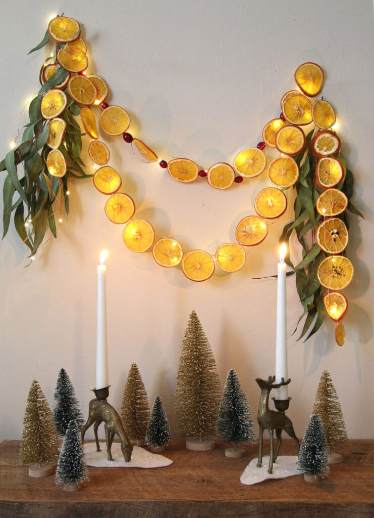 Dried orange garland decorations for Thanksgiving and Christmas 