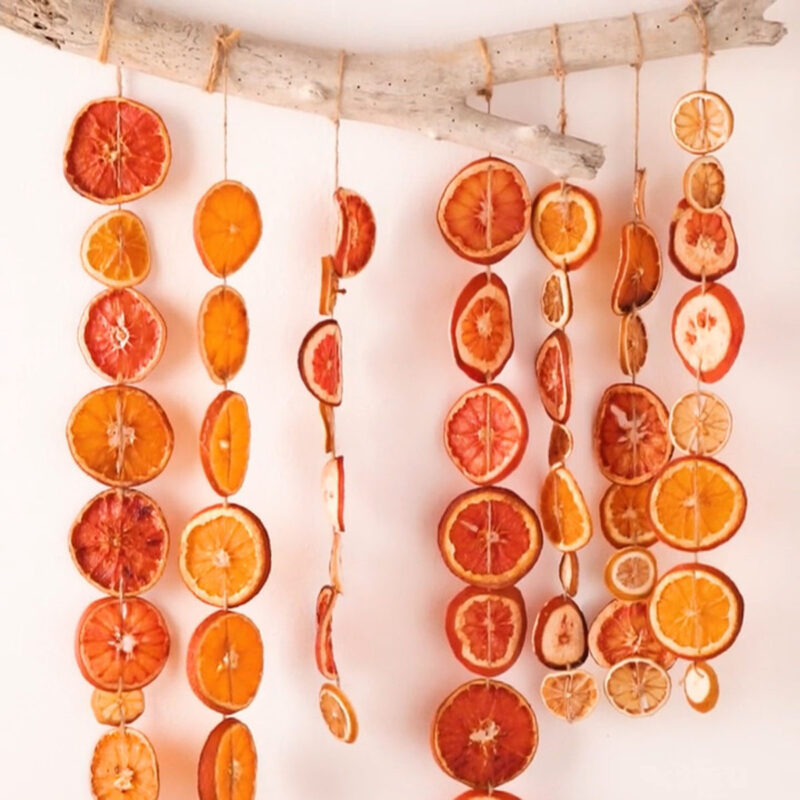 Dried orange slice garland are natural and inexpensive handmade Christmas decorations