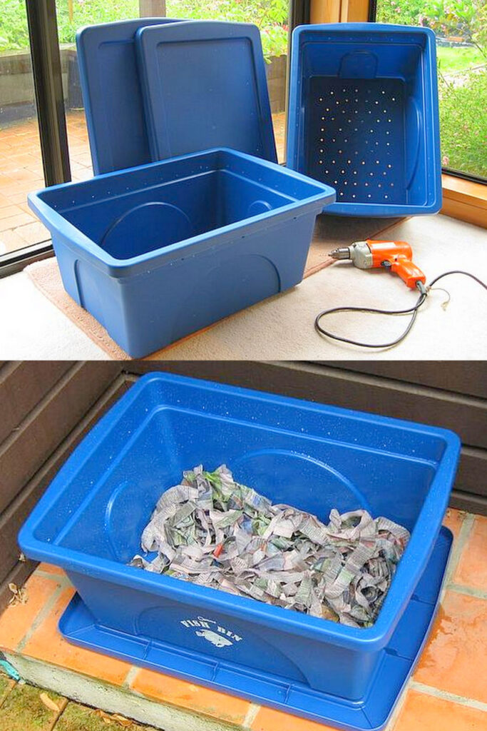 DIY Worm compost bins from plastic storage bins