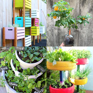 creative container vegetable garden ideas such as beautiful planters, vertical gardening, DIY pots, grow bags, & transforming recycled gallon buckets!