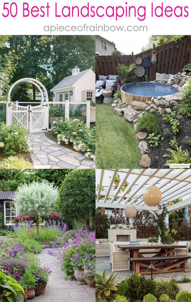 landscaping ideas & designs for front & backyard garden, outdoor kitchen, patio, deck, hardscape, pergola, plants, lighting, & more!
