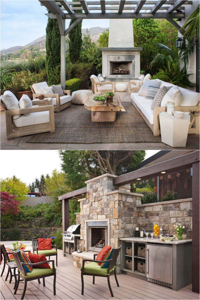 Outdoor fireplace landscape design ideas