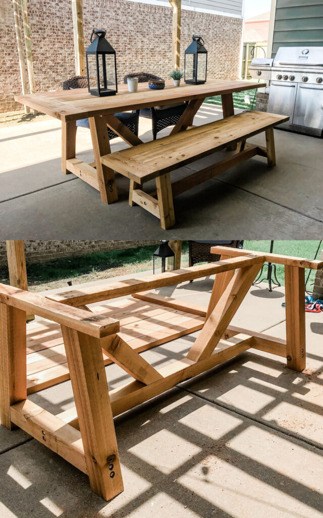 DIY outdoor patio dining table