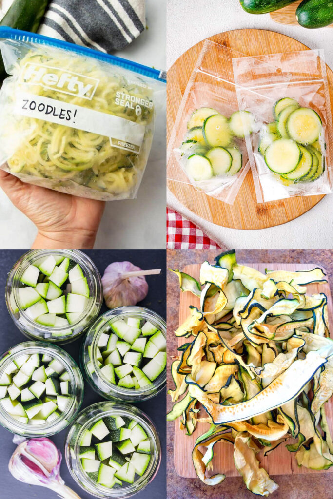preserve zucchini by freezing, canning and drying / dehydrating.