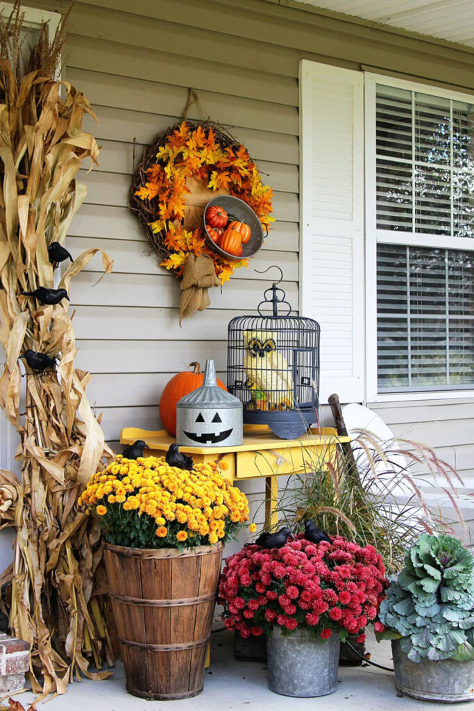 Dollar store Halloween porch decoration