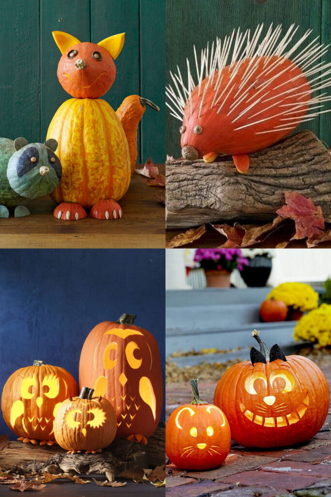 Cute and easy pumpkin carving animals 