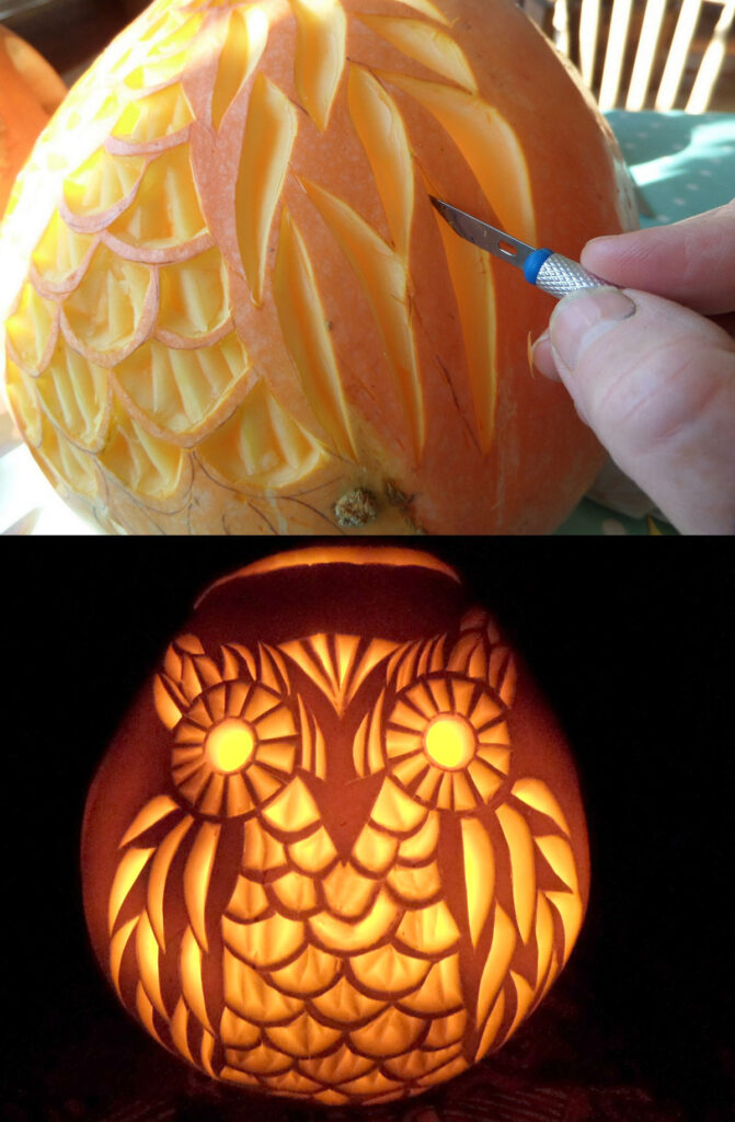 Owl pumpkin carving 