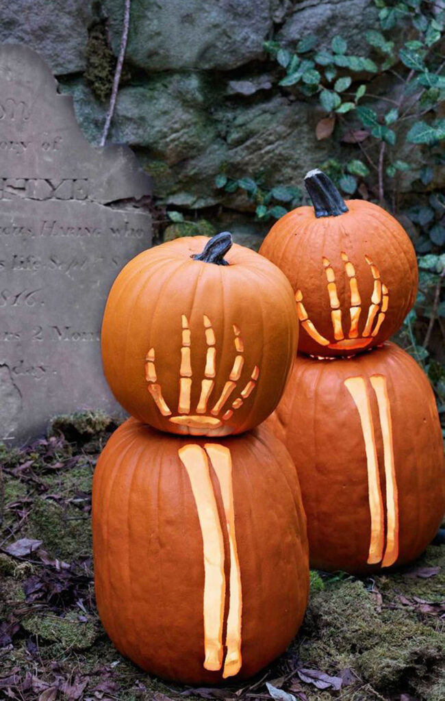Spooky skeletons pumpkin carving