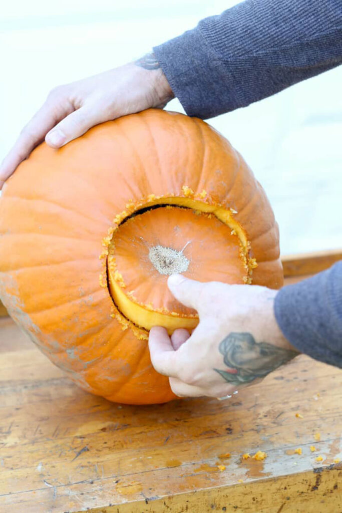 cut a pumpkin on the bottom
