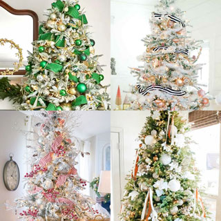 best Christmas tree ribbon ideas, decorating hacks, color schemes, & material choices in traditional, modern, vintage & farmhouse styles.