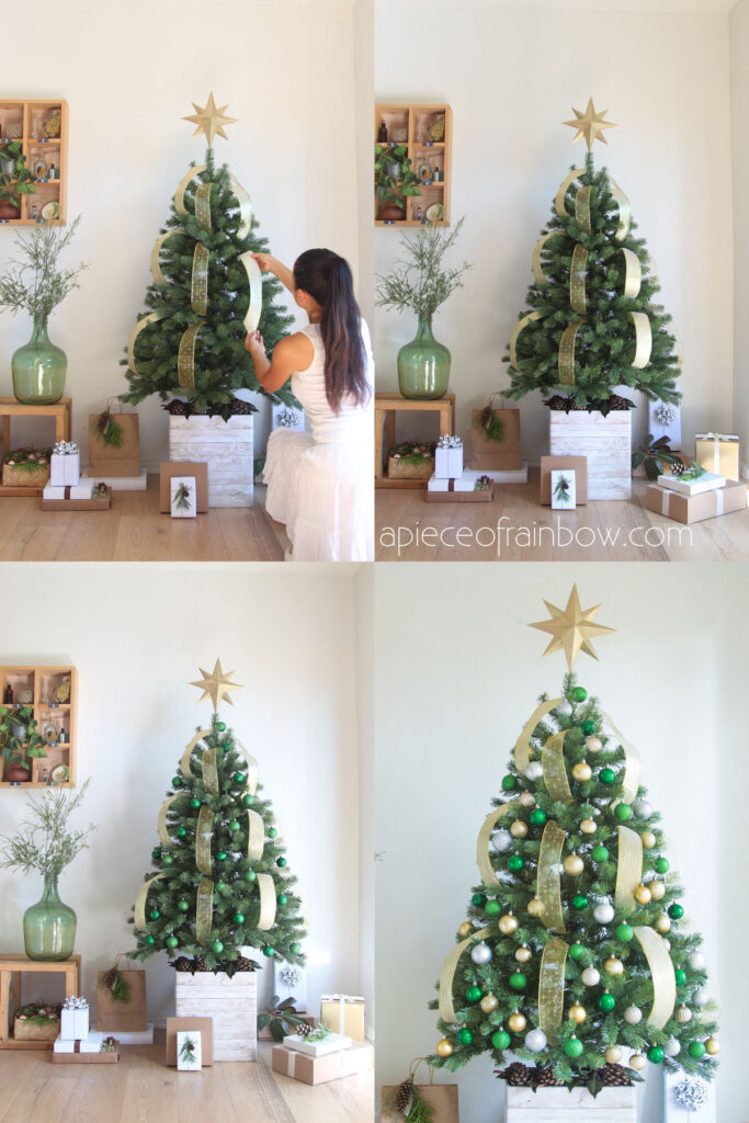 DIY Christmas Tree Ribbon Present - Domestically Blissful