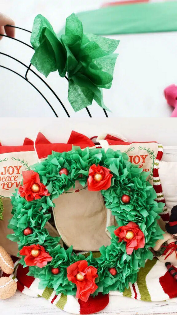 Tissue Paper Christmas Wreath