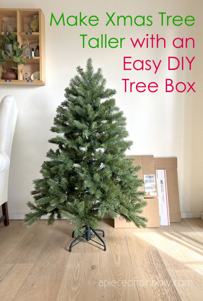 DIY elevated Christmas tree box stand to make a tree taller 