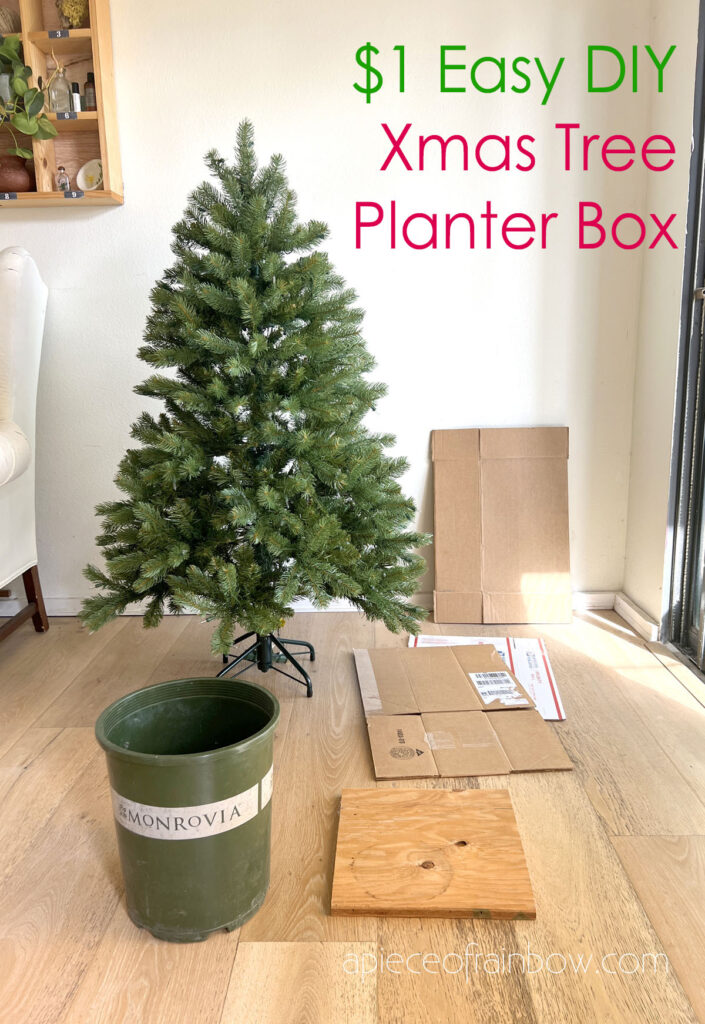 Materials and tools to make Christmas tree box stand
